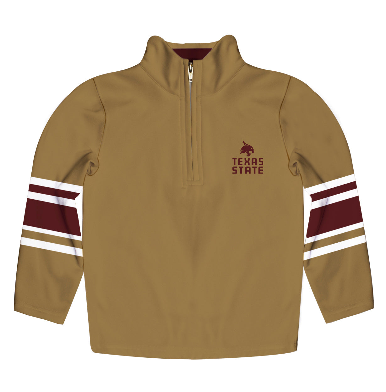 TXST Texas State Bobcats Game Day Gold Quarter Zip Pullover for Infants Toddlers by Vive La Fete