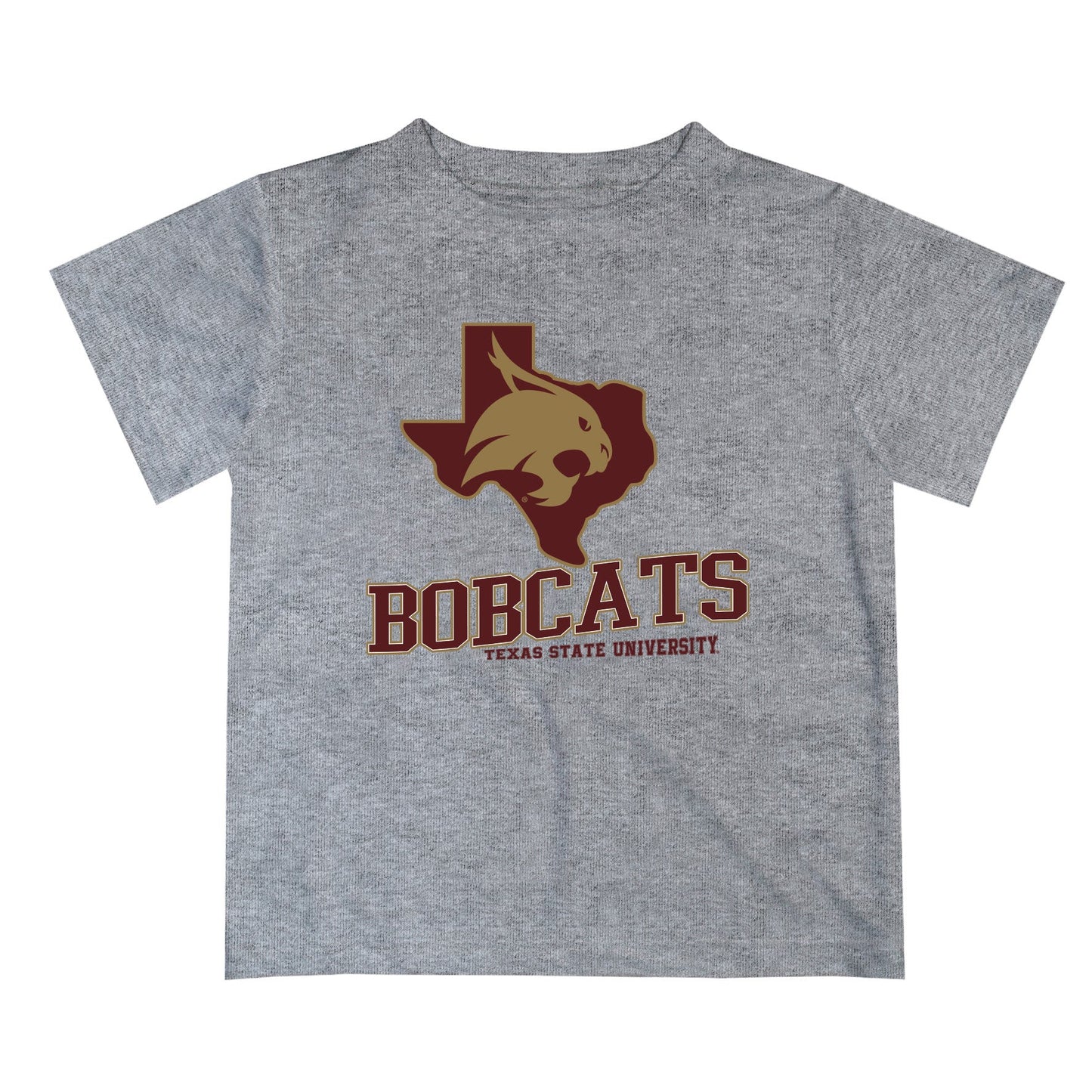 TXST Texas State Bobcats Vive La Fete State Map Maroon Short Sleeve Tee Shirt - Vive La F̻te - Online Apparel Store