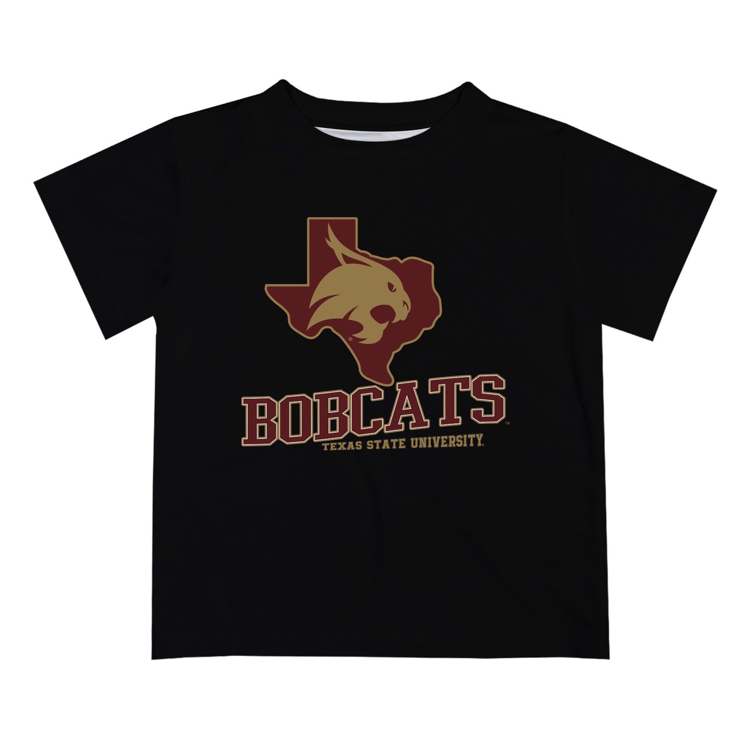 TXST Texas State Bobcats Vive La Fete State Map Maroon Short Sleeve Tee Shirt - Vive La F̻te - Online Apparel Store