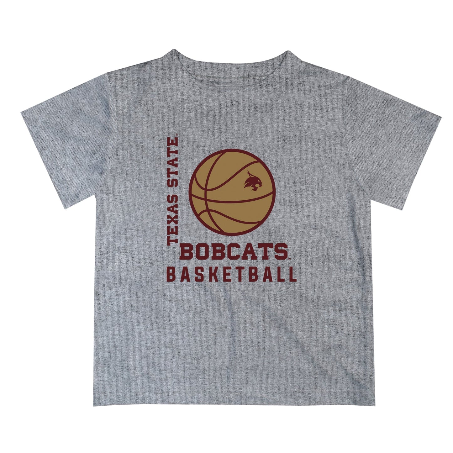 TXST Texas State Bobcats Vive La Fete Basketball V1 Heather Gray Short Sleeve Tee Shirt