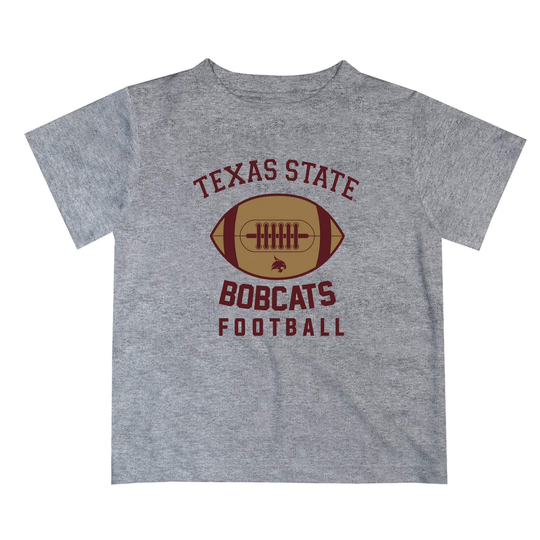 TXST Texas State Bobcats Vive La Fete Football V2 Heather Gray Short Sleeve Tee Shirt