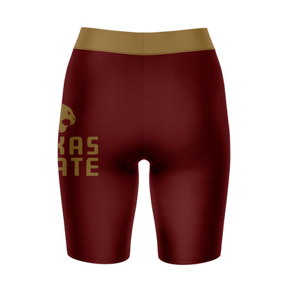 TXST Texas State Bobcats Vive La Fete Game Day Logo on Thigh and Waistband Maroon and Gold Women Bike Short 9 Inseam