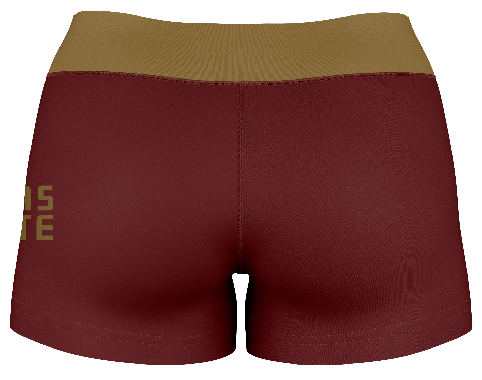 TXST Texas State Bobcats Vive La Fete Logo on Thigh & Waistband Maroon Gold Women Yoga Booty Workout Shorts 3.75 Inseam - Vive La F̻te - Online Apparel Store