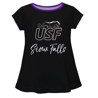 Sioux Falls Cougars USF Girls Game Day Short Sleeve Black Laurie Top by Vive La Fete