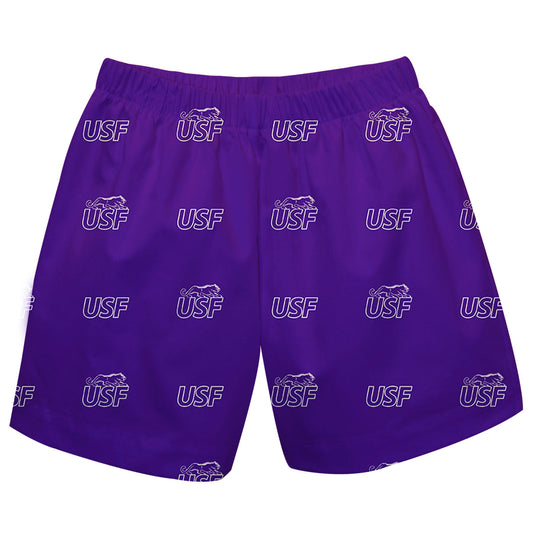 Sioux Falls Cougars USF Boys Game Day Elastic Waist Classic Play Purple Pull On Shorts