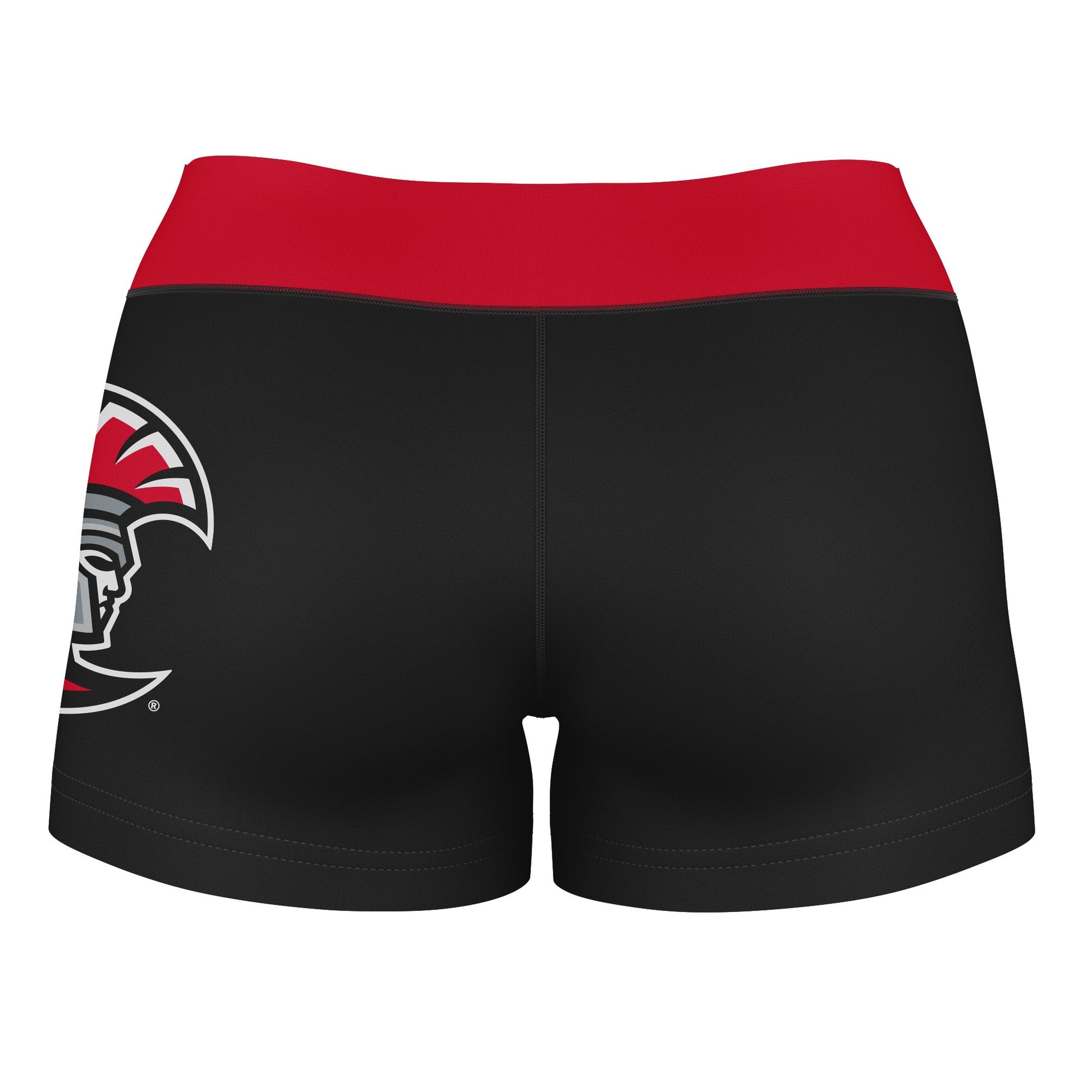 Tampa Spartans Vive La Fete Game Day Logo on Thigh & Waistband Black & Red Women Yoga Booty Workout Shorts 3.75 Inseam" - Vive La F̻te - Online Apparel Store