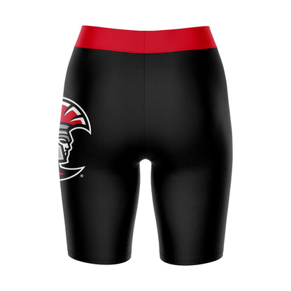 Tampa Spartans Vive La Fete Game Day Logo on Thigh and Waistband Black and Red Women Bike Short 9 Inseam"
