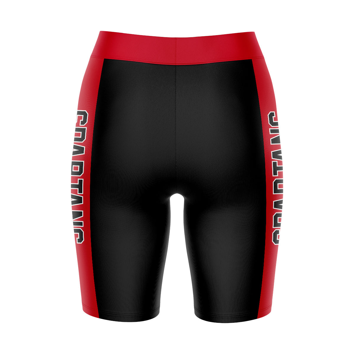 Tampa Spartans Vive La Fete Game Day Logo on Waistband and Red Stripes Black Women Bike Short 9 Inseam"