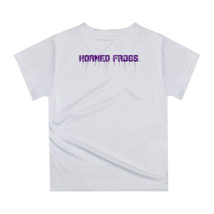 TCU Horned Frogs Original Dripping Football Helmet White T-Shirt by Vive La Fete