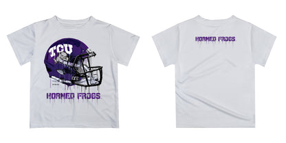 TCU Horned Frogs Original Dripping Football Helmet White T-Shirt by Vive La Fete