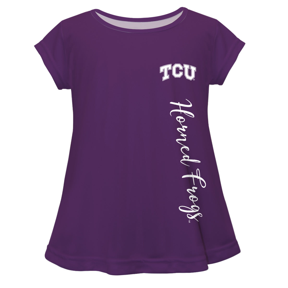 TCU Honed Frogs Horned Frogs Purple Solid Short Sleeve Girls Laurie Top by Vive La Fete