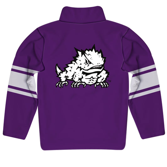Mouseover Image, TCU Stripes Purple Long Sleeve Quarter Zip Sweatshirt by Vive La Fete