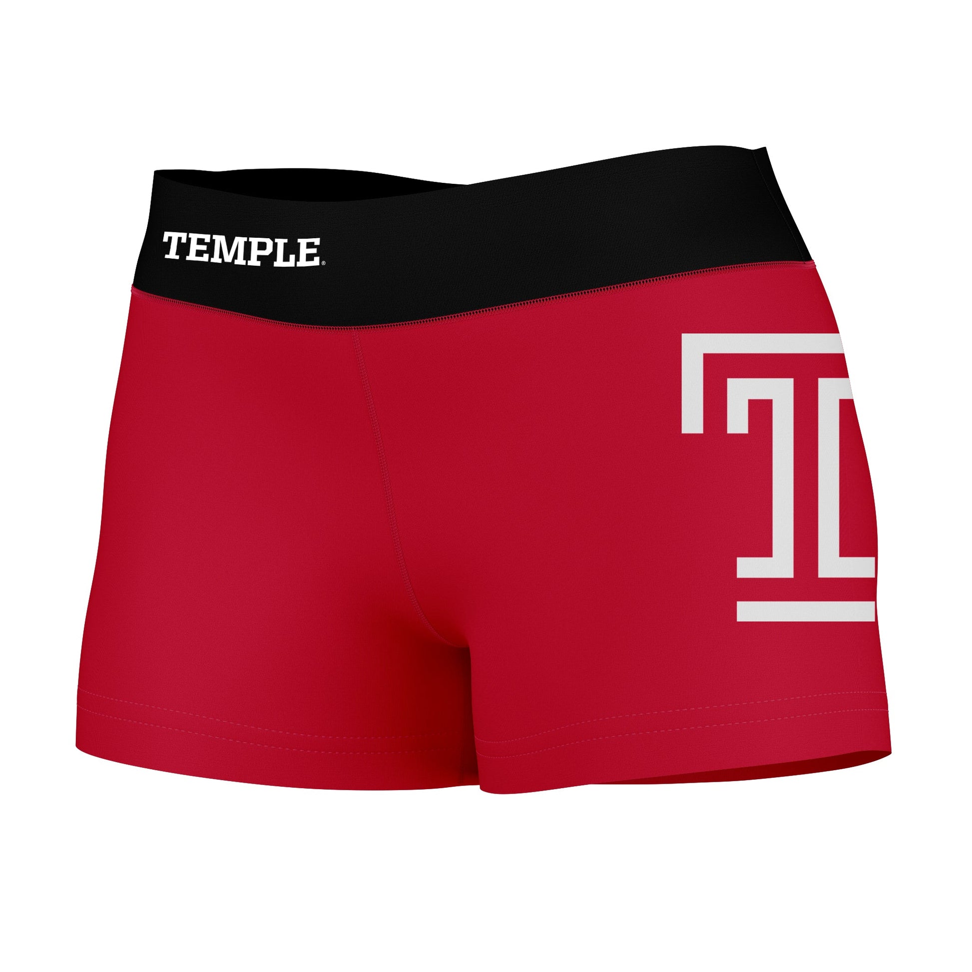 Temple Owls TU Logo on Thigh & Waistband Red Black Womens Yoga Booty W