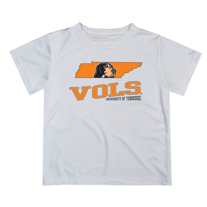 Tennessee Vols Vive La Fete State Map White Short Sleeve Tee Shirt