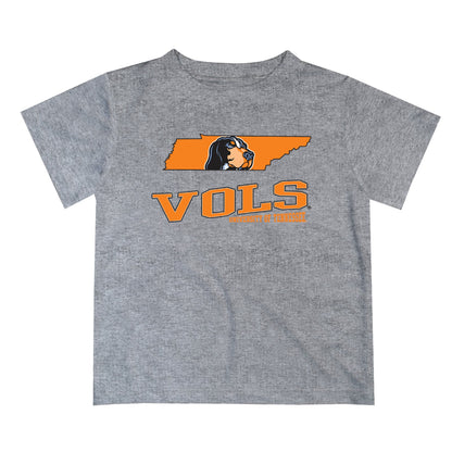 Tennessee Vols Vive La Fete State Map Heather Gray Short Sleeve Tee Shirt