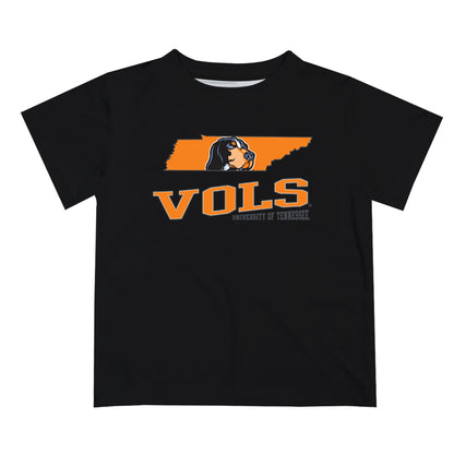Tennessee Vols Vive La Fete State Map Black Short Sleeve Tee Shirt