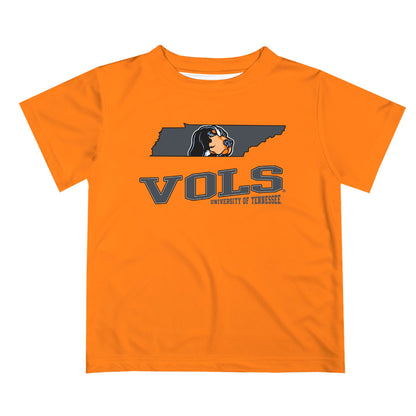 Tennessee Vols Vive La Fete State Map Orange Short Sleeve Tee Shirt