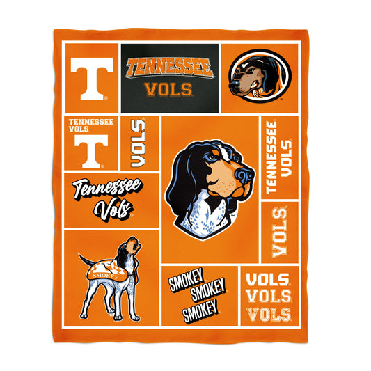 Tennessee Vols Infant Game Day Block Orange Minky Blanket 36 x 48 Mascot and Name