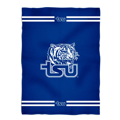 Tennessee State Tigers Game Day Soft Premium Fleece Blue Throw Blanket 40 x 58 Logo and Stripes