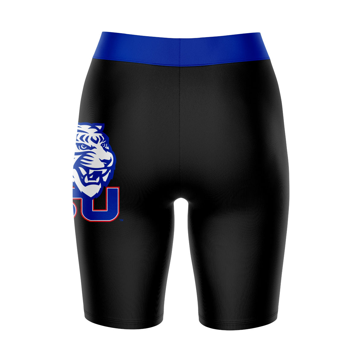 Tennessee State Tigers Vive La Fete Game Day Logo on Thigh and Waistband Black and Blue Women Bike Short 9 Inseam"