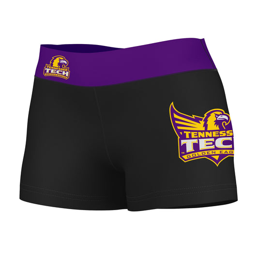Tennessee Tech Golden Eagles TTU Logo on Thigh & Waistband Black & Purple Women Yoga Booty Workout Shorts 3.75 Inseam"