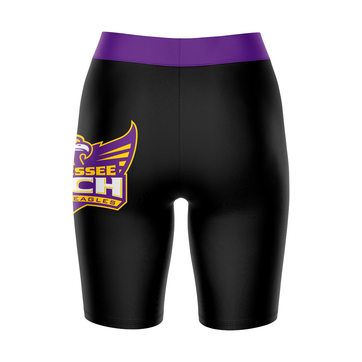 Tennessee Tech Golden Eagles TTU Vive La Fete Logo on Thigh and Waistband Black and Purple Women Bike Short 9 Inseam"