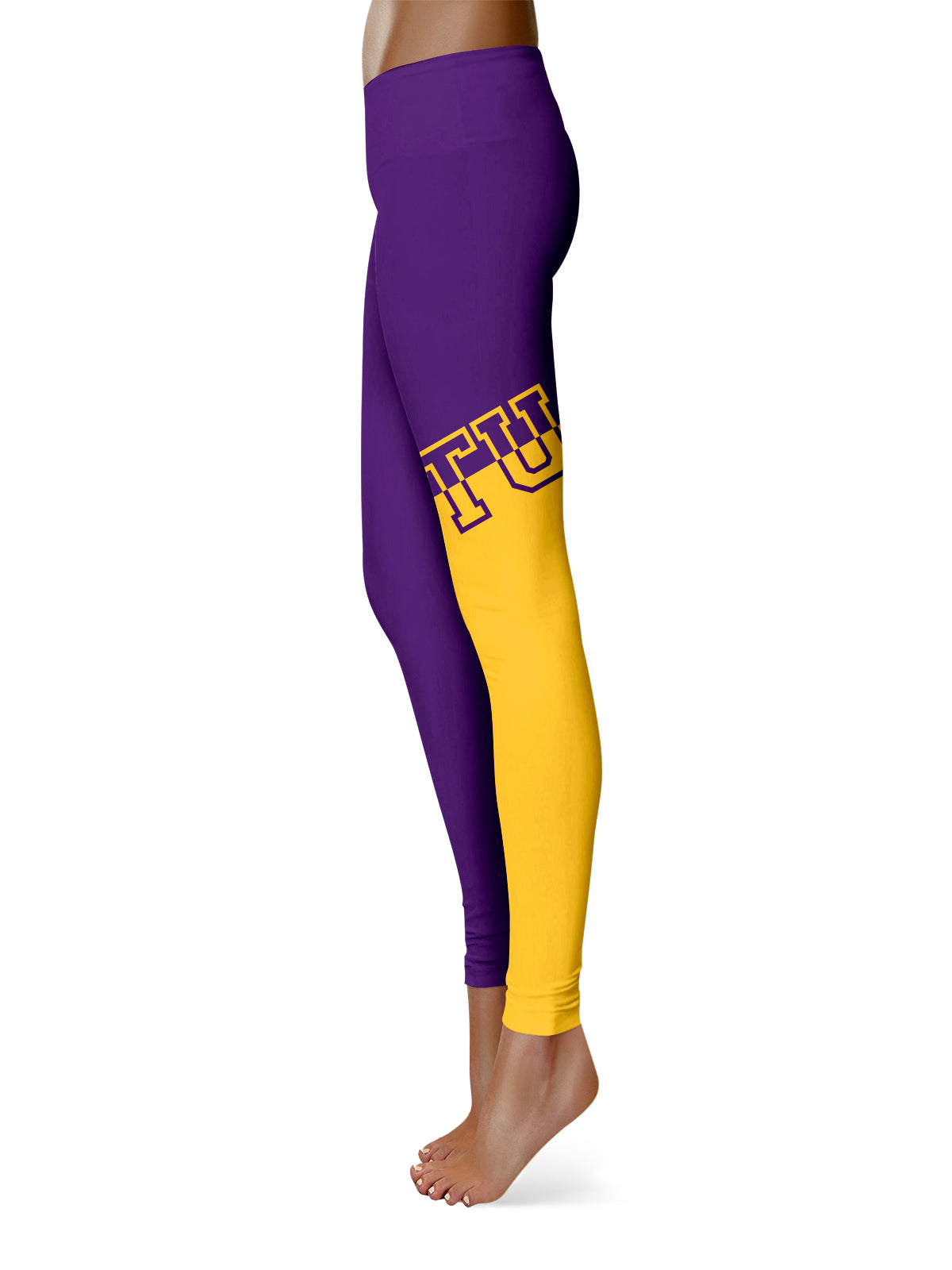 Tennessee Tech Golden Eagles TTU Vive La Fete Game Day Collegiate Leg Color Block Women Purple Gold Yoga Leggings