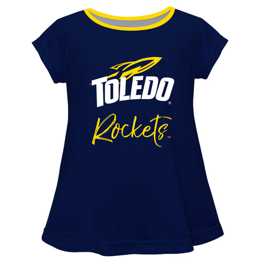 U Toledo Rockets Girls Game Day Short Sleeve Navy Laurie Top by Vive La Fete