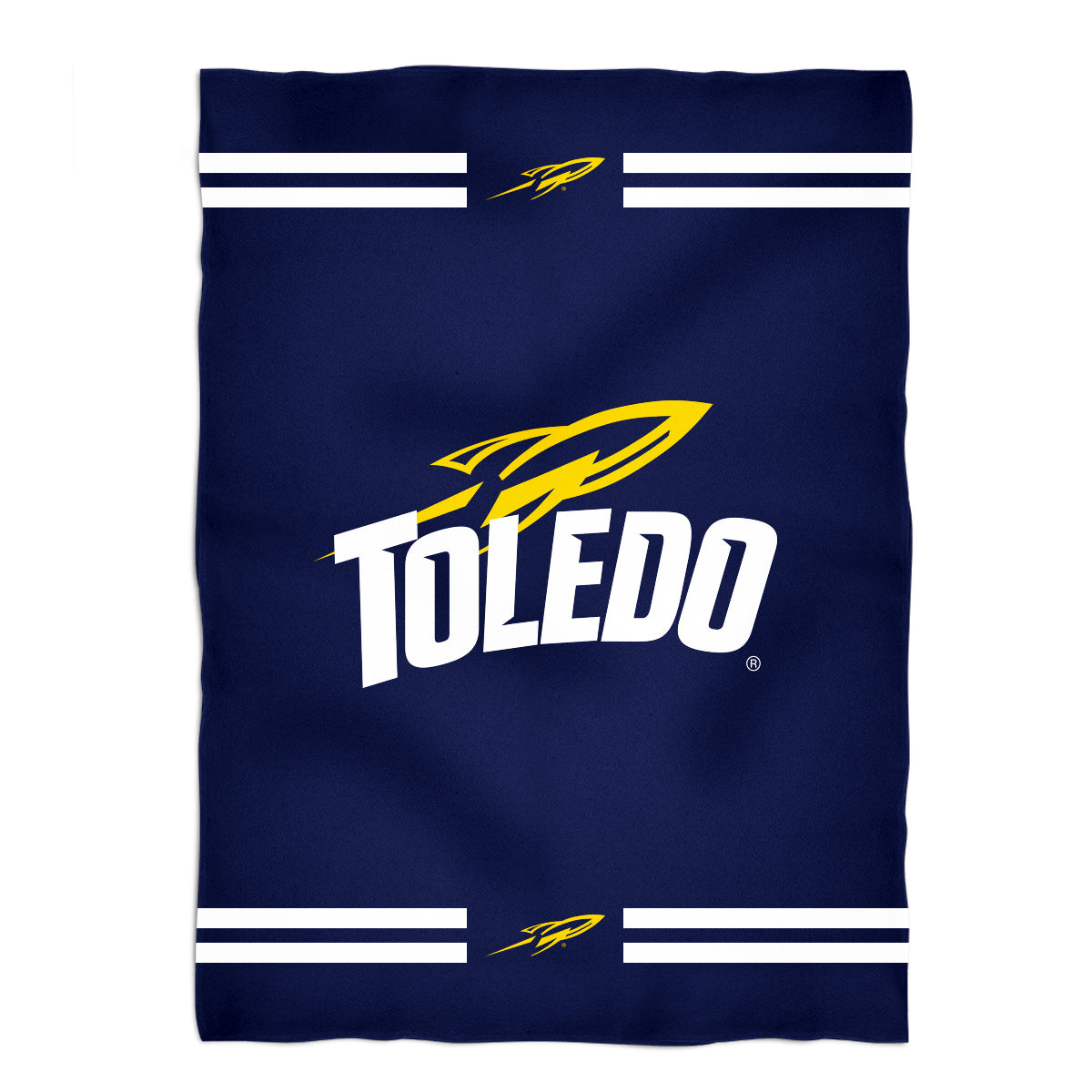 University of Toledo Rockets Game Day Soft Premium Fleece Navy Throw Blanket 40 x 58 Logo and Stripes