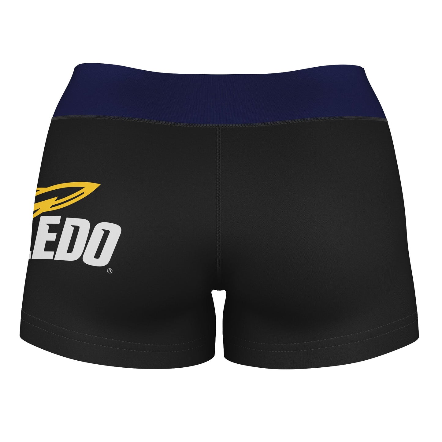 U Toledo Rockets Vive La Fete Game Day Logo on Thigh and Waistband Black & Navy Women Booty Workout Shorts 3.75 Inseam" - Vive La F̻te - Online Apparel Store