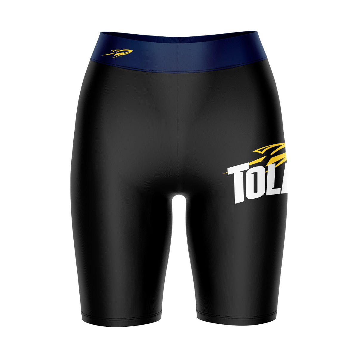 U Toledo Rockets Vive La Fete Game Day Logo on Thigh and Waistband Black and Navy Women Bike Short 9 Inseam"