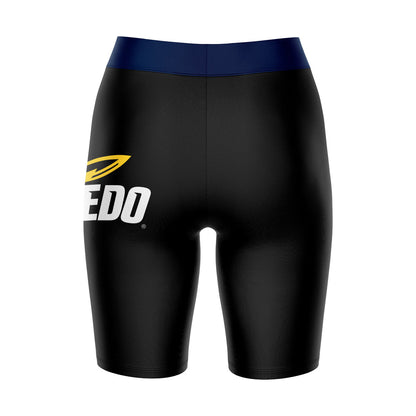 U Toledo Rockets Vive La Fete Game Day Logo on Thigh and Waistband Black and Navy Women Bike Short 9 Inseam"