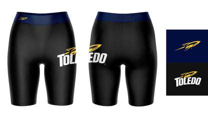 U Toledo Rockets Vive La Fete Game Day Logo on Thigh and Waistband Black and Navy Women Bike Short 9 Inseam"