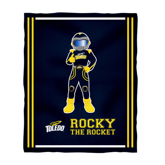 University of Toledo Rockets Kids Game Day Navy Plush Soft Minky Blanket 36 x 48 Mascot