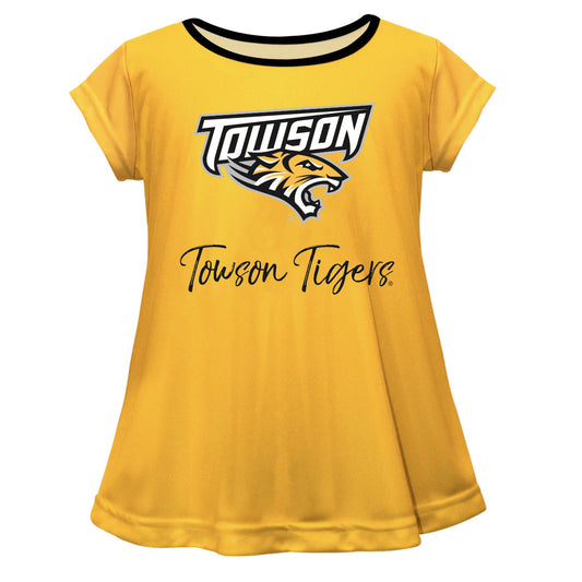 Towson University Tigers Girls Game Day Short Sleeve Gold Laurie Top by Vive La Fete