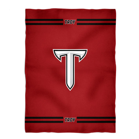 Troy Trojans Game Day Soft Premium Fleece Red Throw Blanket 40 x 58 Logo and Stripes