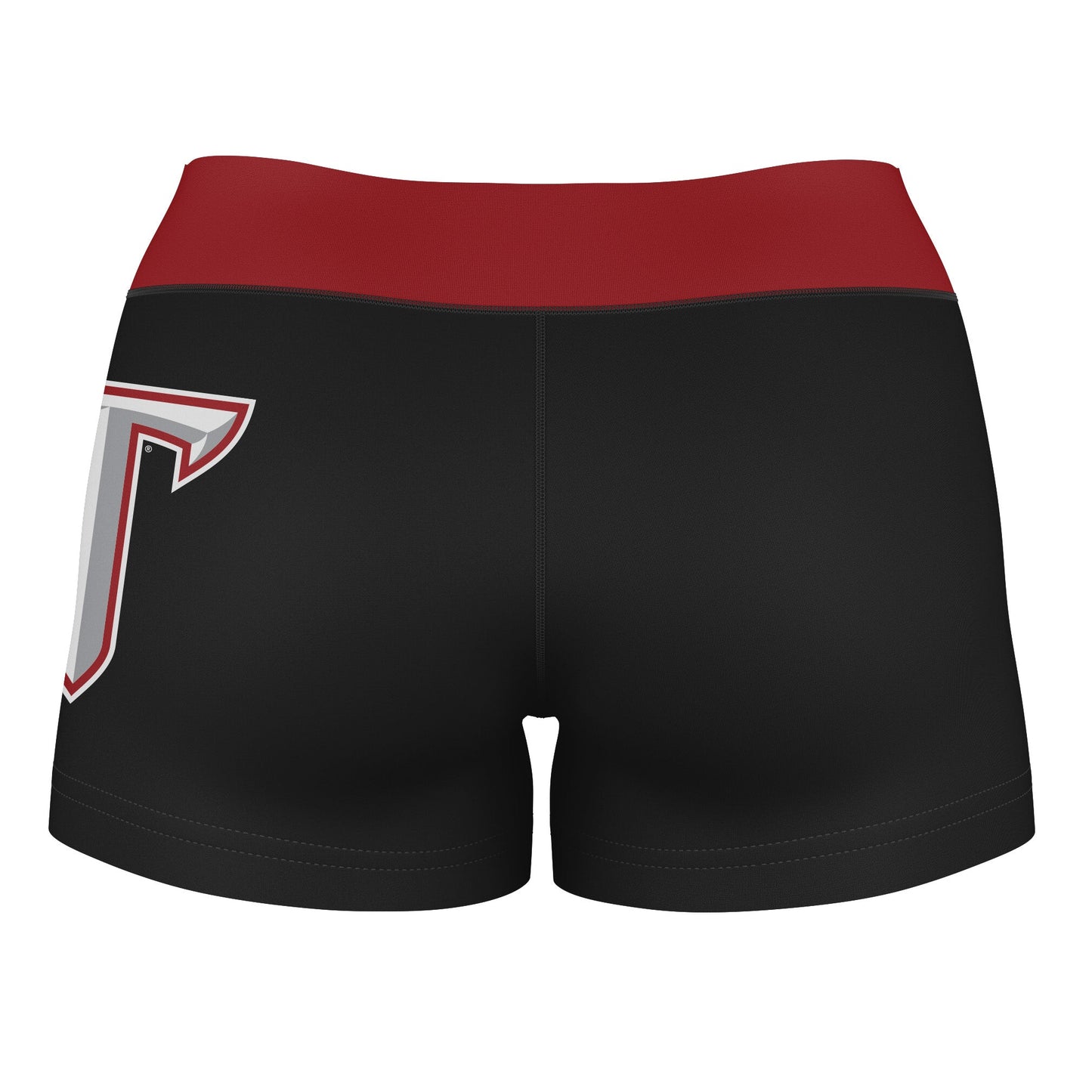 Troy Trojans Vive La Fete Game Day Logo on Thigh & Waistband Black & Maroon Women Yoga Booty Workout Shorts 3.75 Inseam" - Vive La F̻te - Online Apparel Store