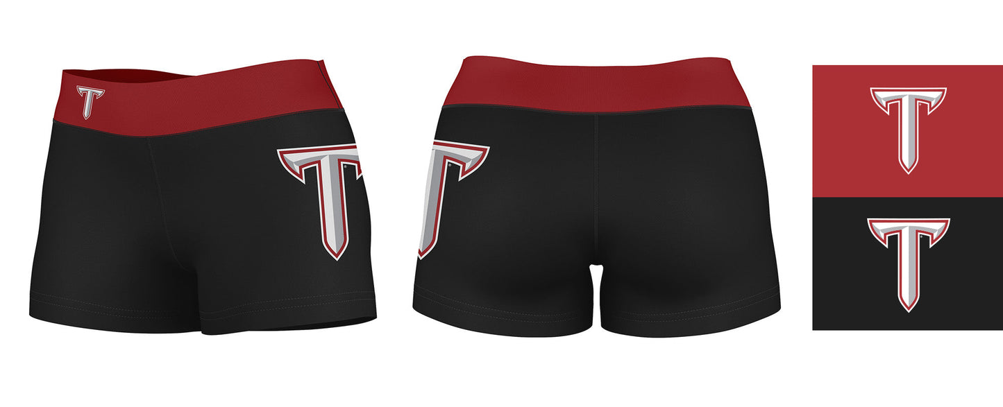 Troy Trojans Vive La Fete Game Day Logo on Thigh & Waistband Black & Maroon Women Yoga Booty Workout Shorts 3.75 Inseam" - Vive La F̻te - Online Apparel Store