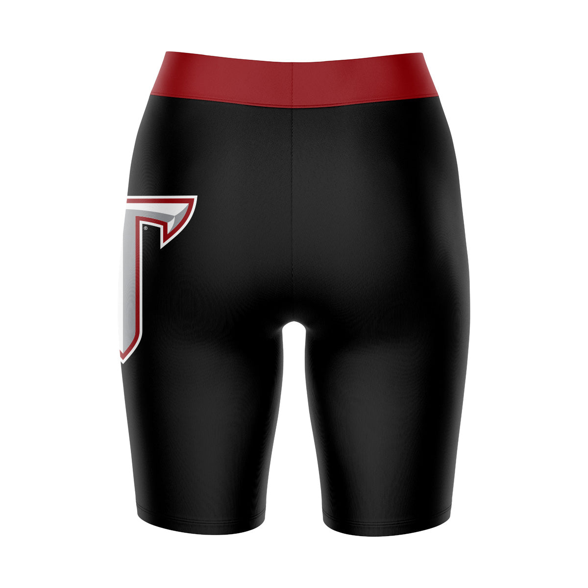 Troy Trojans Vive La Fete Game Day Logo on Thigh and Waistband Black and Maroon Women Bike Short 9 Inseam"