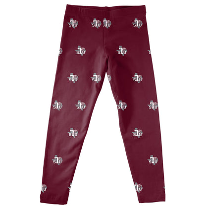 Texas Southern University Tigers Girls Game Day Classic Play Maroon Leggings Tights