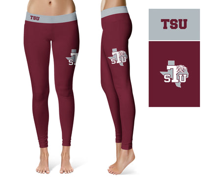 Texas Southern Tigers Vive La Fete Game Day Collegiate Logo on Thigh Maroon Women Yoga Leggings 2.5 Waist Tights