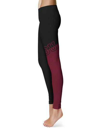 Texas Southern Tigers Vive La Fete Game Day Collegiate Leg Color Block Women Black Maroon Yoga Leggings