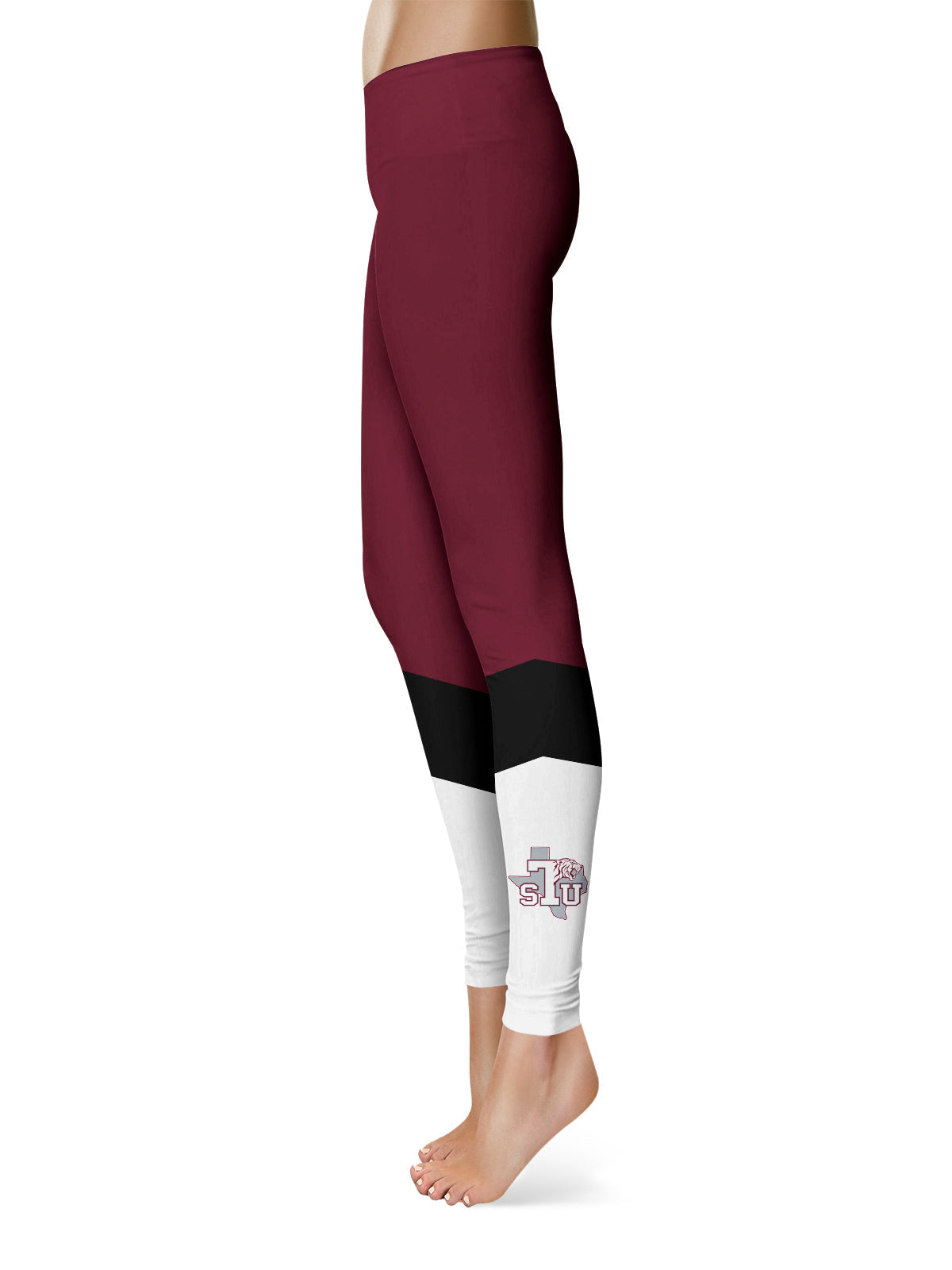 Texas Southern Universtiy Tigers Vive La Fete Game Day Collegiate Ankle Color Block Women Maroon White Yoga Leggings