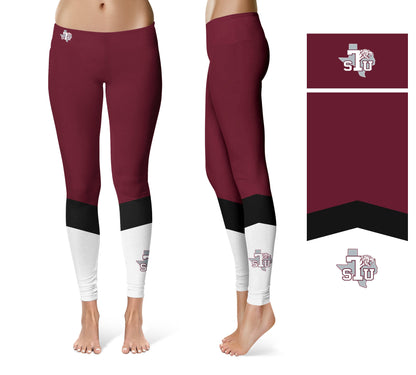 Texas Southern Universtiy Tigers Vive La Fete Game Day Collegiate Ankle Color Block Women Maroon White Yoga Leggings