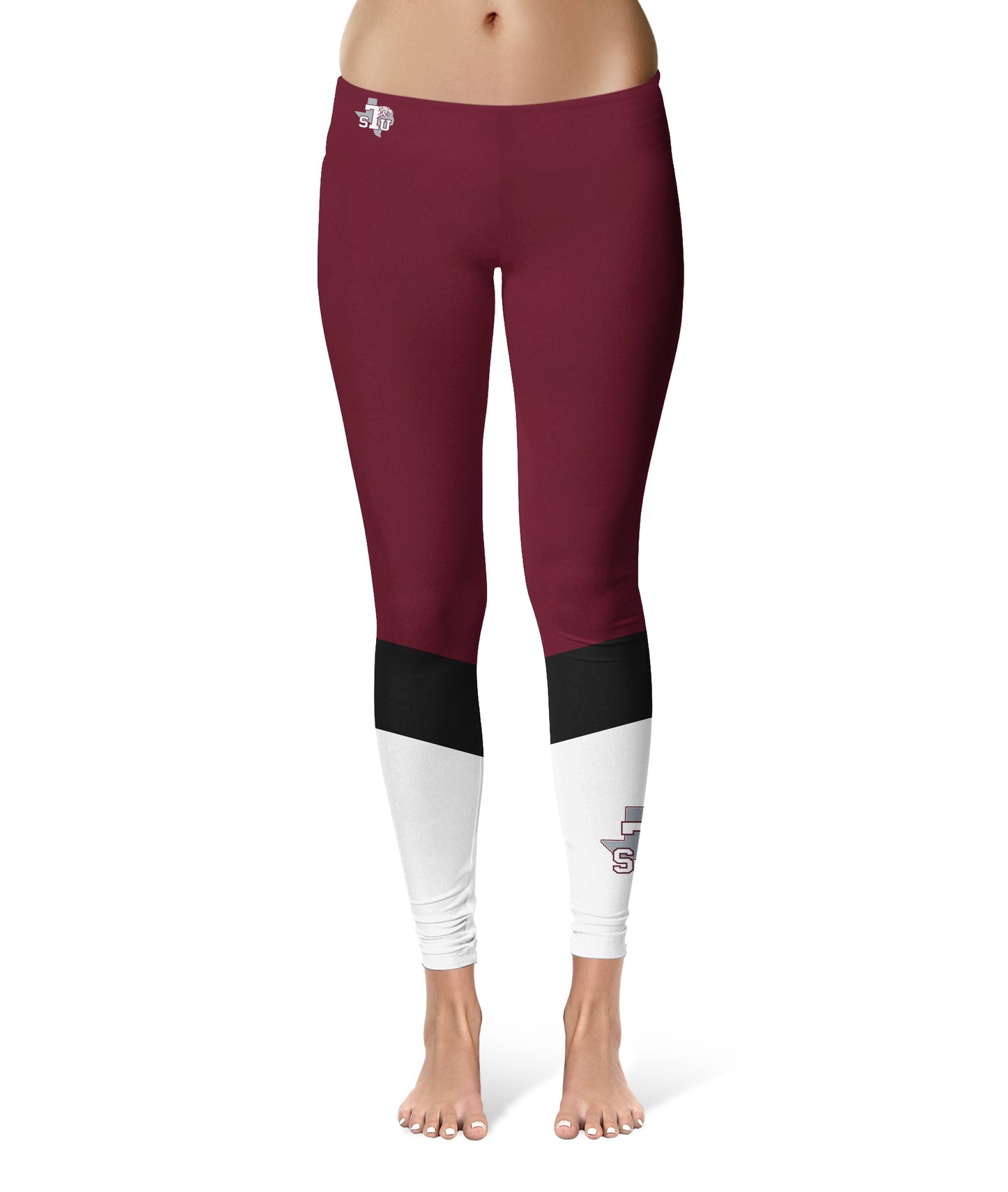 Texas Southern Universtiy Tigers Vive La Fete Game Day Collegiate Ankle Color Block Women Maroon White Yoga Leggings