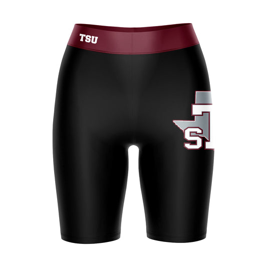 Texas Southern Tigers Vive La Fete Game Day Logo on Thigh and Waistband Black and Maroon Women Bike Short 9 Inseam