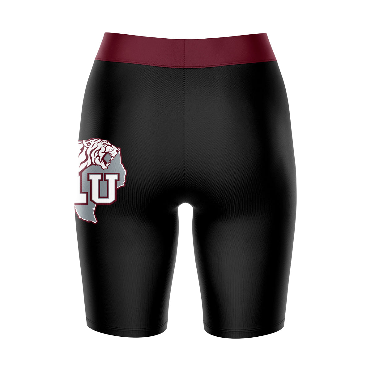 Texas Southern Tigers Vive La Fete Game Day Logo on Thigh and Waistband Black and Maroon Women Bike Short 9 Inseam