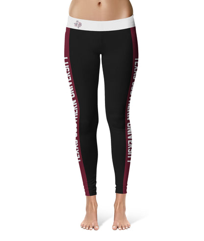 Texas Southern Tigers Vive La Fete Game Day Collegiate Maroon Stripes Women Black Yoga Leggings 2 Waist Tights