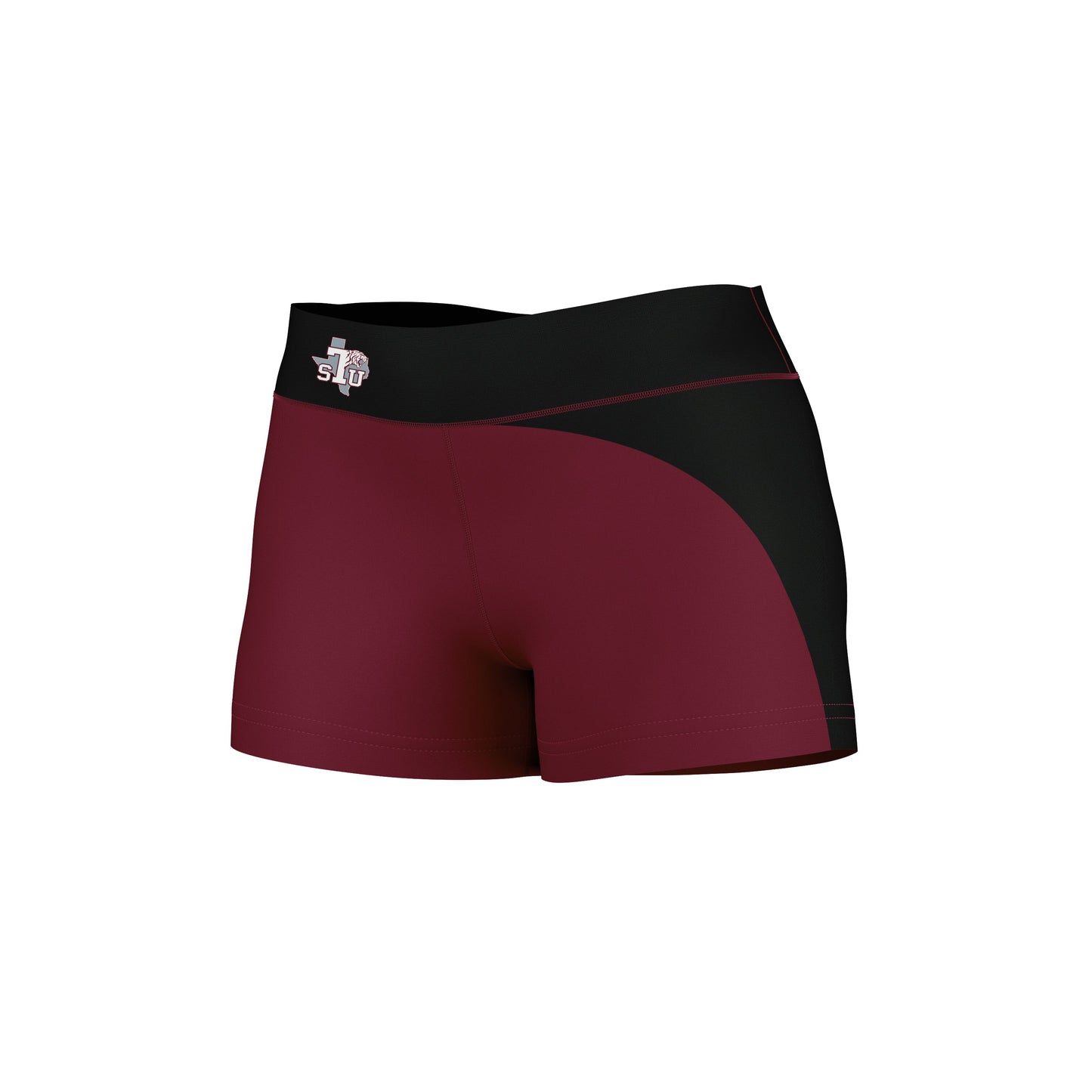 Texas Southern Tigers Vive La Fete Collegiate Waist Color Block Women Maroon Black Optimum Yoga Short - Vive La F̻te - Online Apparel Store