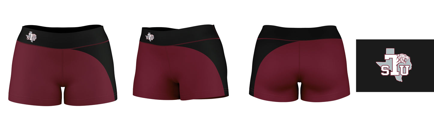 Texas Southern Tigers Vive La Fete Collegiate Waist Color Block Women Maroon Black Optimum Yoga Short - Vive La F̻te - Online Apparel Store